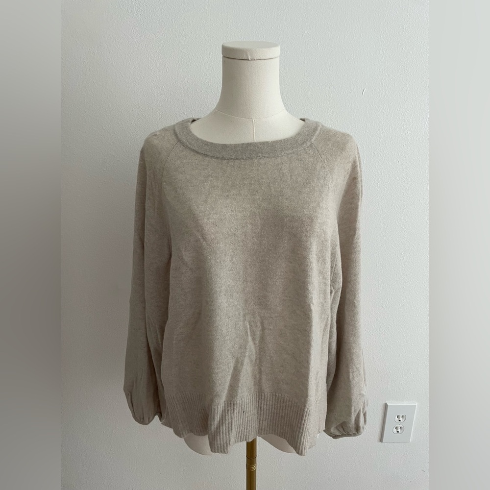 Autumn Cashmere Women's Heather Sand Cropped Cashmere Sweater - small
